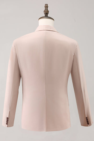 Light Pink Peak Lapel One Button 3 Piece Formal Suits